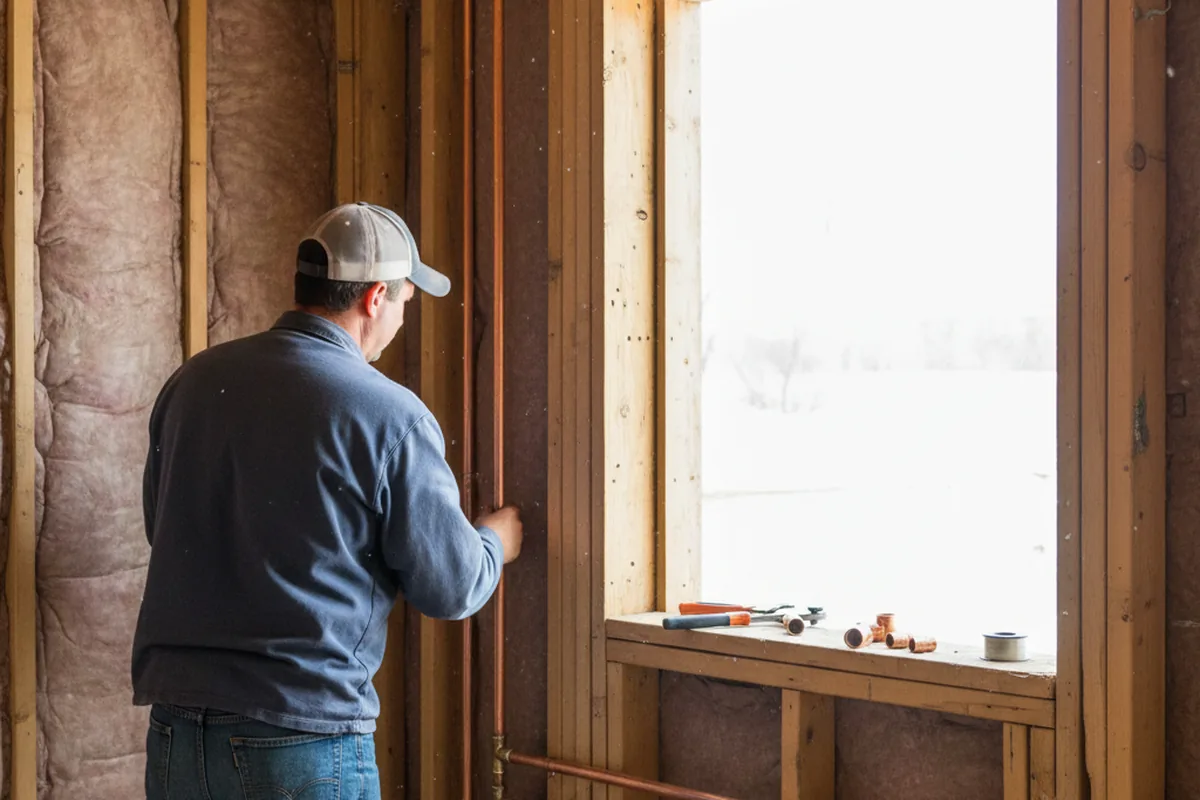 Licensed plumber running new copper supply lines in a Landisburg home