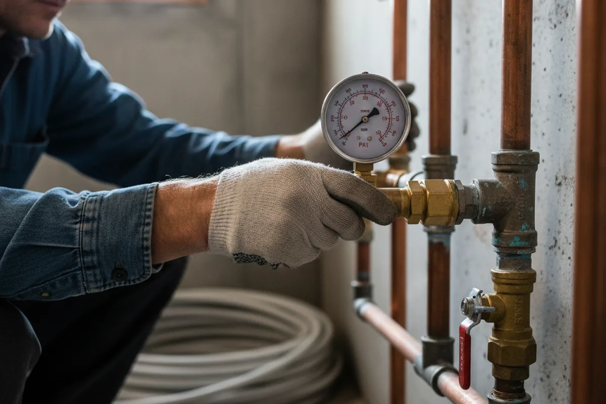 Pressure testing a repaired line during Water Line Repair in Landisburg